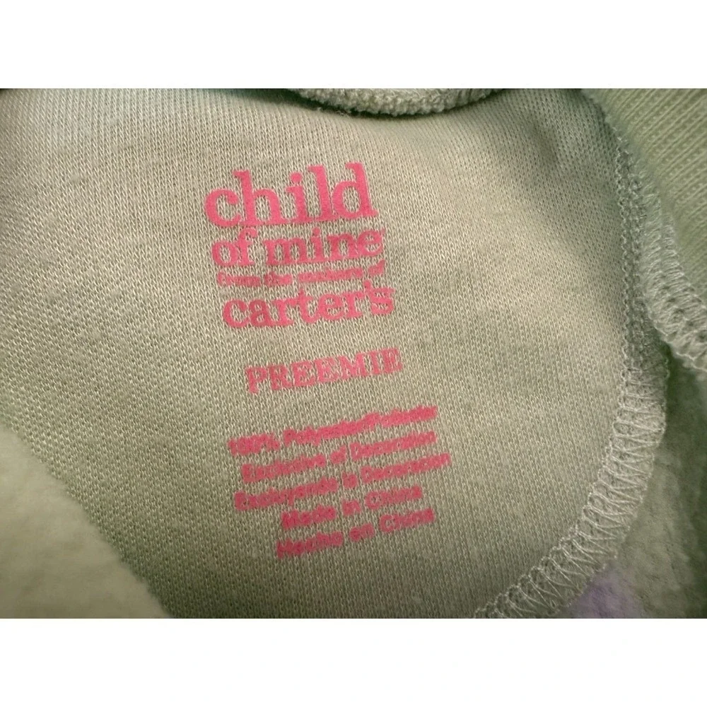Vintage‎ Carters Baby Sleeper Girl Preemie Outfit Fleece I Love Mommy Pleats Y2K